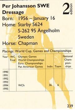 1995 Collect-A-Card Equestrian #239 Per Johansson / Chapman Back